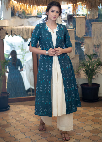 A- line Striagth strip Patta Khadi cotton Fancy and stylish Daily wear Kurti  for Women